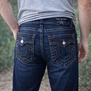 True Religion Ricky Relaxed Straight Jeans Men’s 33 Dark Wash Flap Pocket